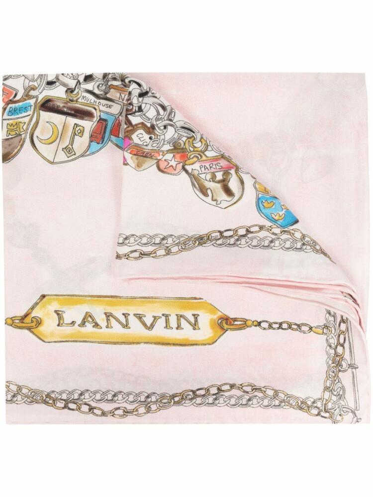 Lanvin illustration-print silk scarf - Pink Cover