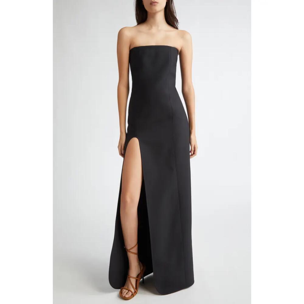 Stella McCartney Side Cutout Wool Strapless Gown in Black Cover