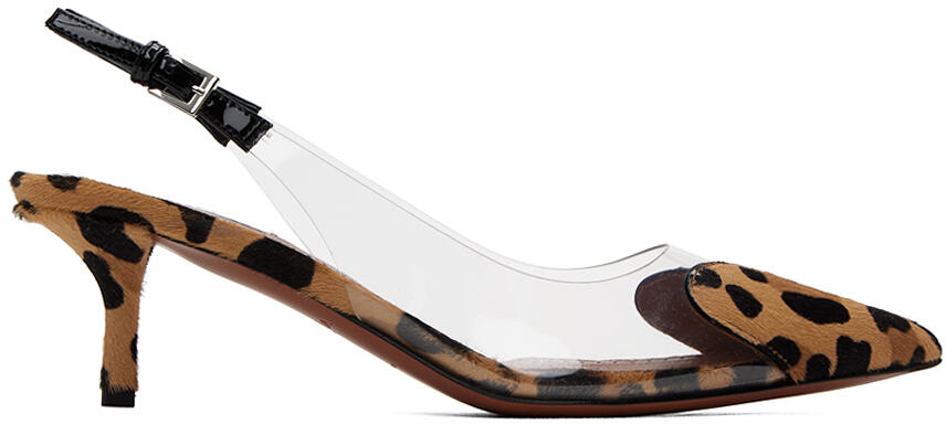 ALAÏA Brown 'Le Cœur' Slingback Heels Cover