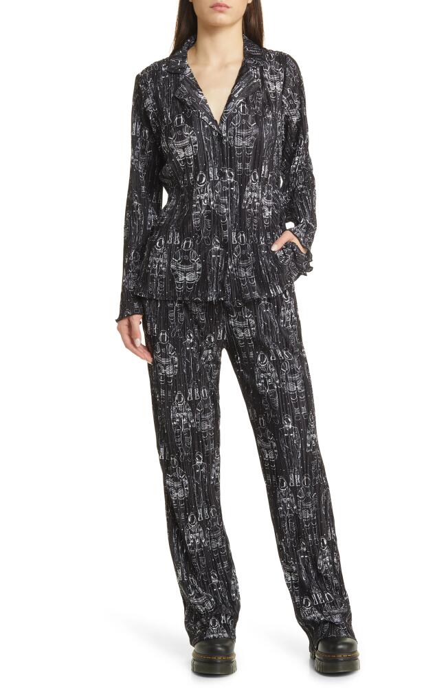 Dressed in Lala Interstellar Astronauts Long Sleeve Plissé Top & High Waist Pants Cover