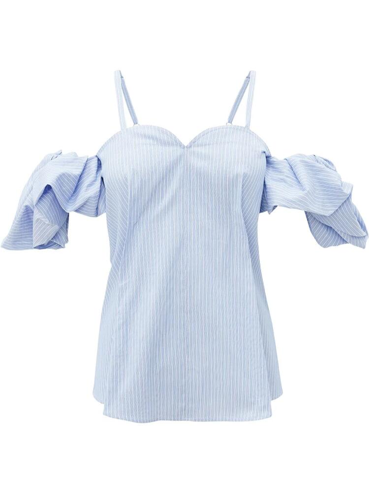 JW Anderson vertical-stripe cold-shoulder blouse - Blue Cover