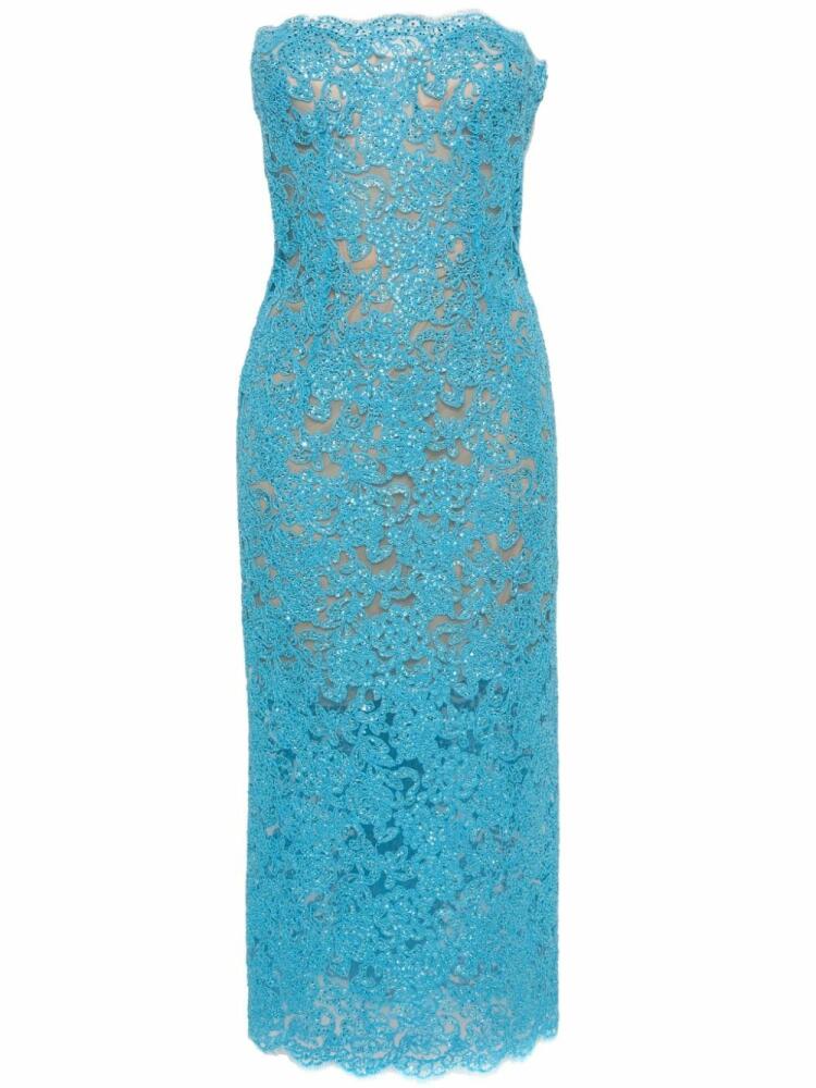 Ermanno Scervino strapless lace midi dress - Blue Cover