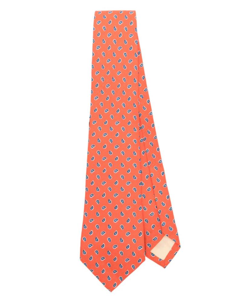 Polo Ralph Lauren embroidered-motif linen tie - Orange Cover