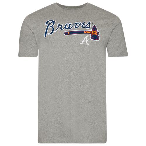 New Era Braves T-Shirt - Mens Gray/Multi Cover