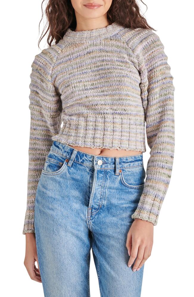 Steve Madden Dana Space Dye Stripe Raglan Crop Chenille Sweater in Lakeshow Lavender Cover