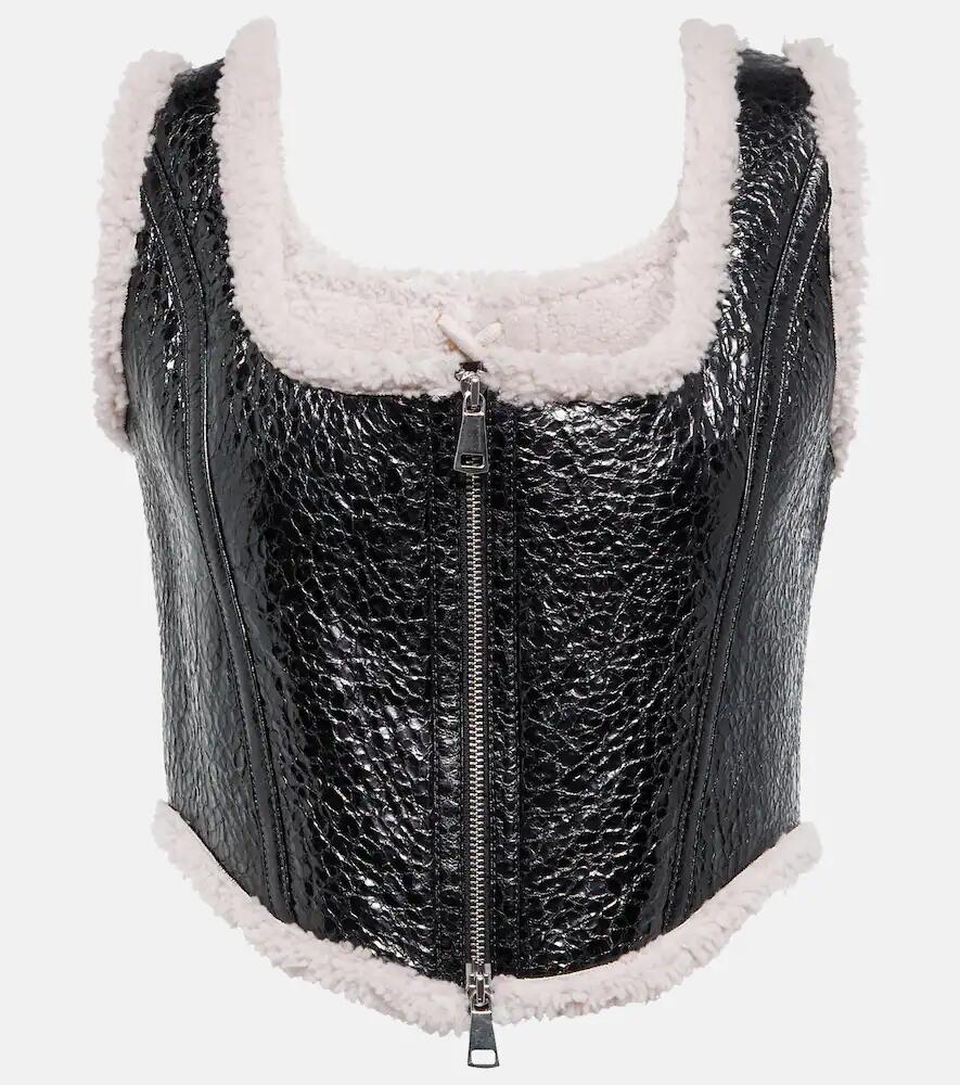 Jean Paul Gaultier Laminated leather and shearling corset Cover