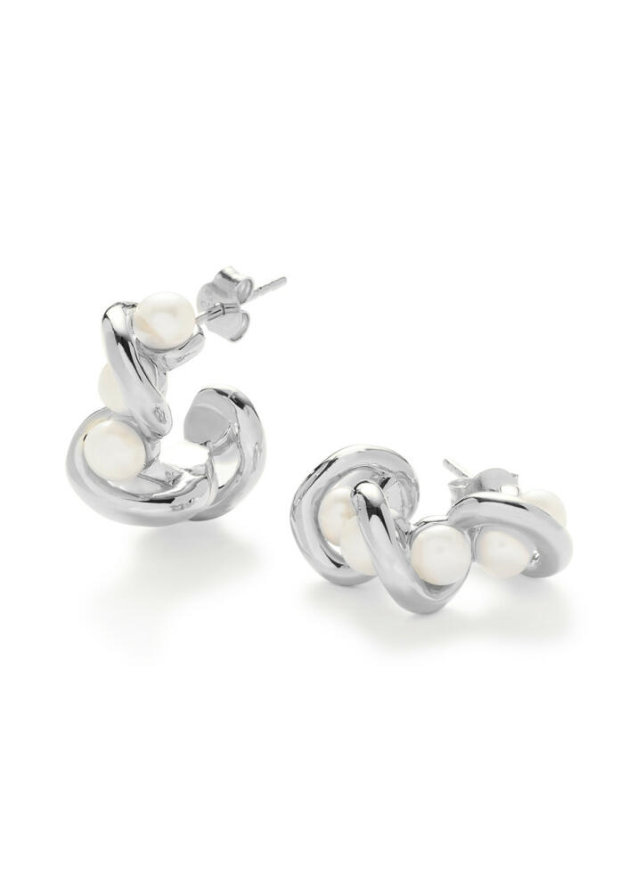 Missoma Molten Pearl and Silver-plated Hoop Earrings - Cover