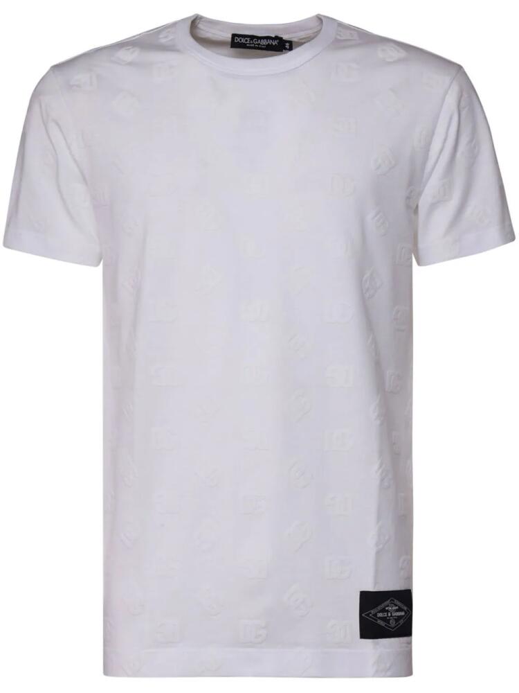 Dolce & Gabbana logo-flocked cotton T-shirt - White Cover