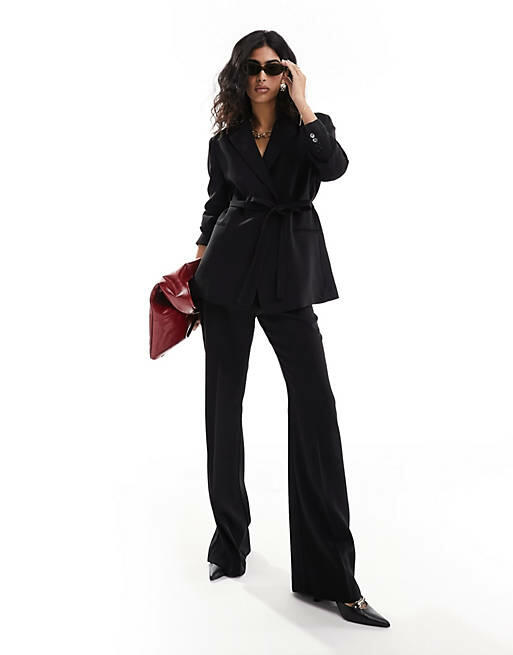 Mango slim flare tailored pants in black - part of a set Cover