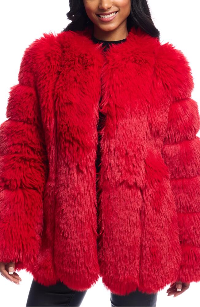 DONNA SALYERS FABULOUS FURS Avante Faux Fur Coat in Cherry Cover