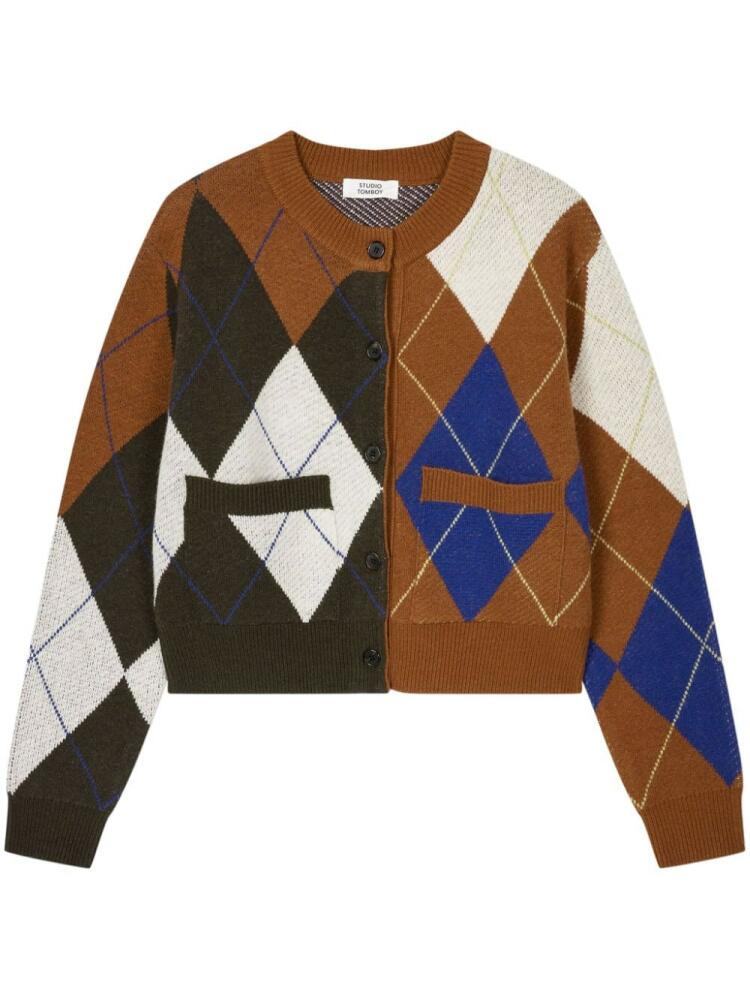 STUDIO TOMBOY colour-block argyle cardigan - Brown Cover