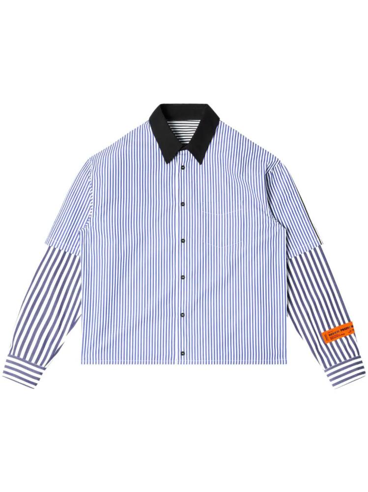 Heron Preston logo-patch stripe-pattern shirt - Blue Cover