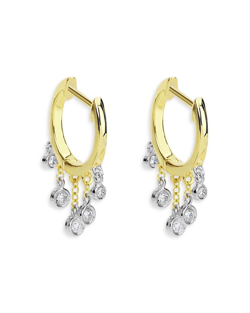 Meira T 14K White Gold & Yellow Gold Diamond Bezel Dangle Hoop Earrings Cover