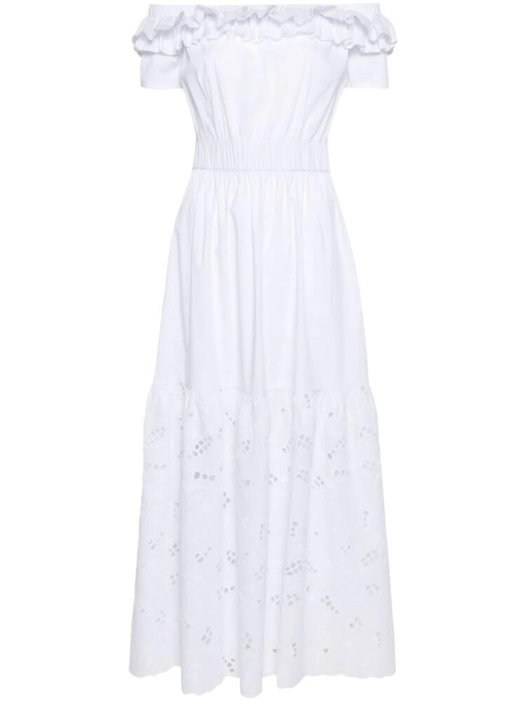 D.Exterior floral-embroidery maxi dress - White Cover