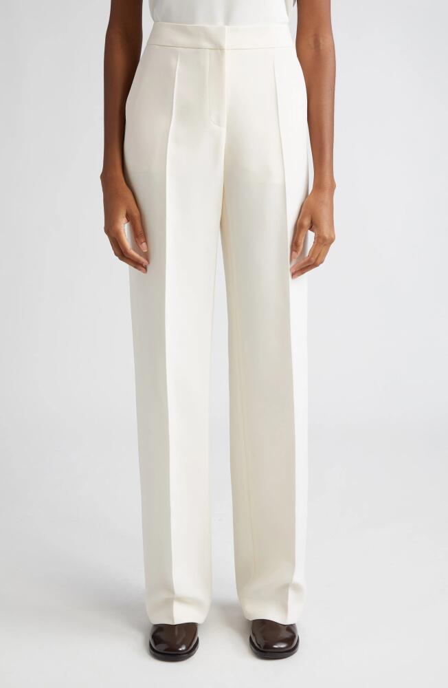 Lafayette 148 New York Gates Wool & Silk Crepe Straight Leg Trousers in Cloud Cover