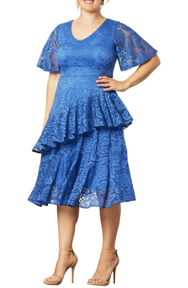 Kiyonna Lace Affair Cocktail Midi Dress in Blue Moon Cover