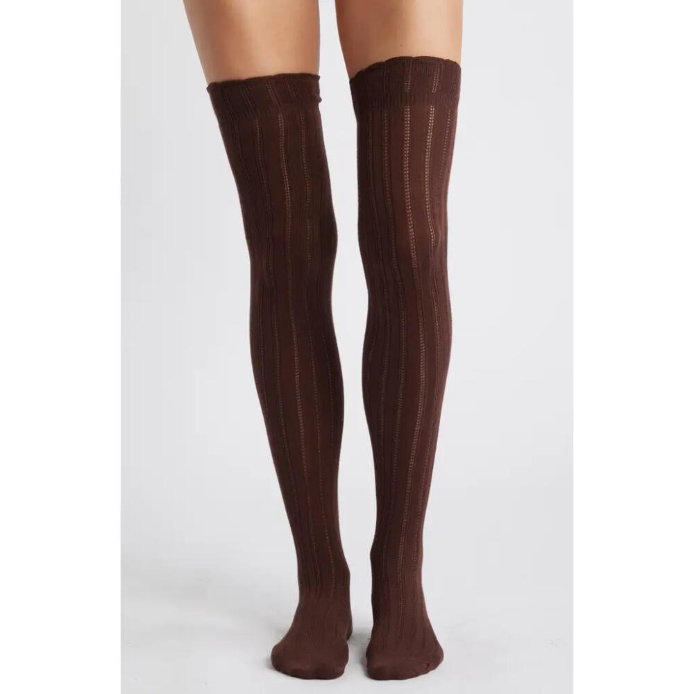 Nordstrom Seed Stitch Over the Knee Socks in Brown Rock Cover