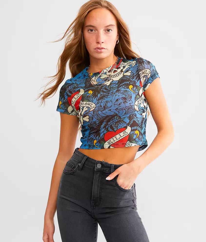 Ed Hardy Skulls Cropped T-Shirt Cover