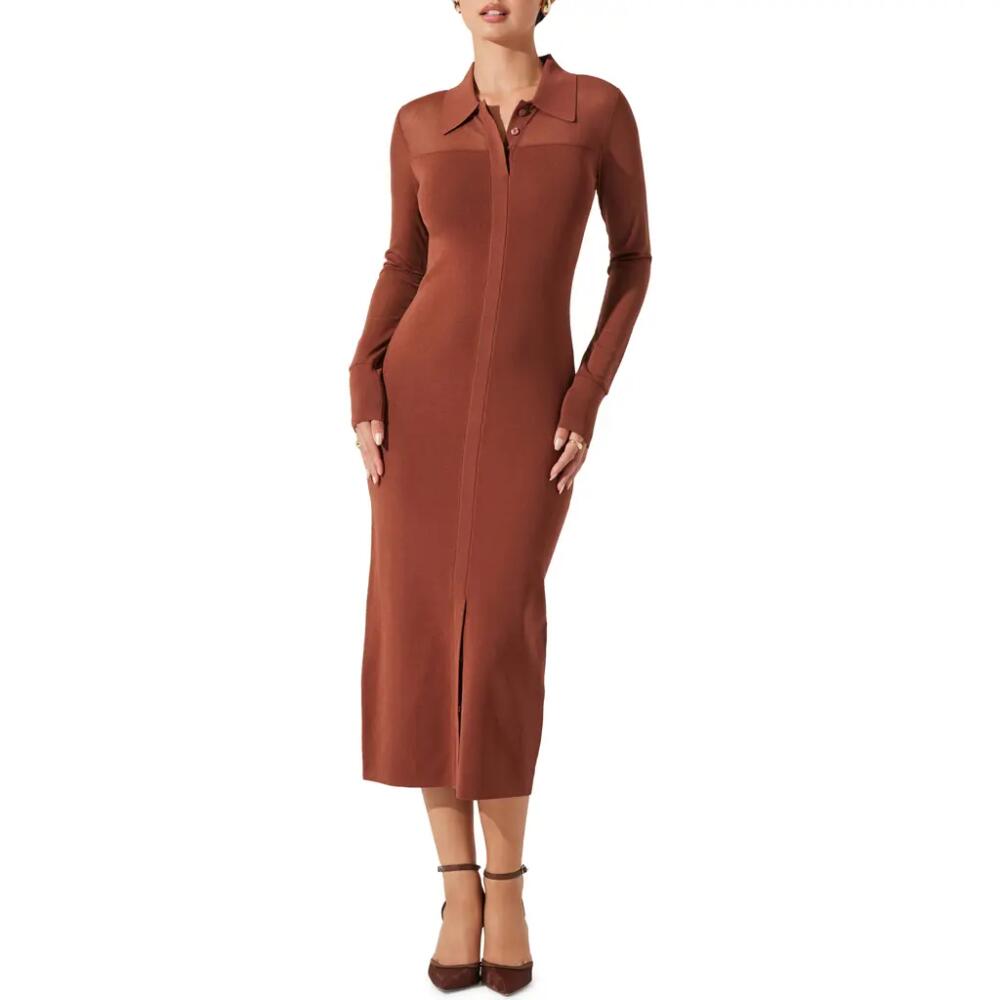 ASTR the Label Mesh Yoke Long Sleeve Shirtdress in Mulberry Cover