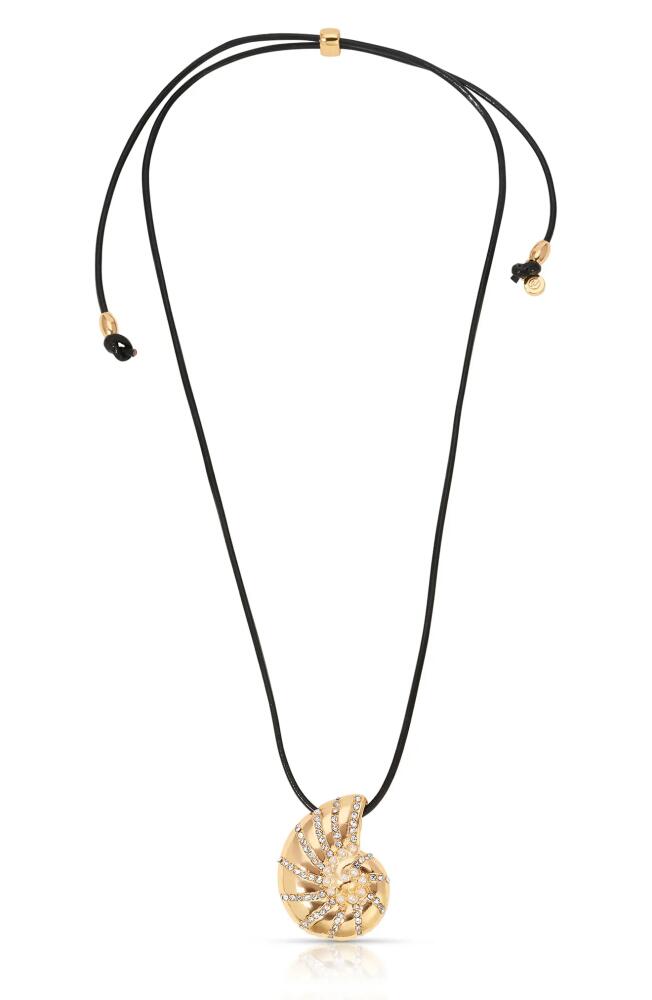 Ettika Swirl Shell Pendant Cord Necklace in Gold/Black Cover