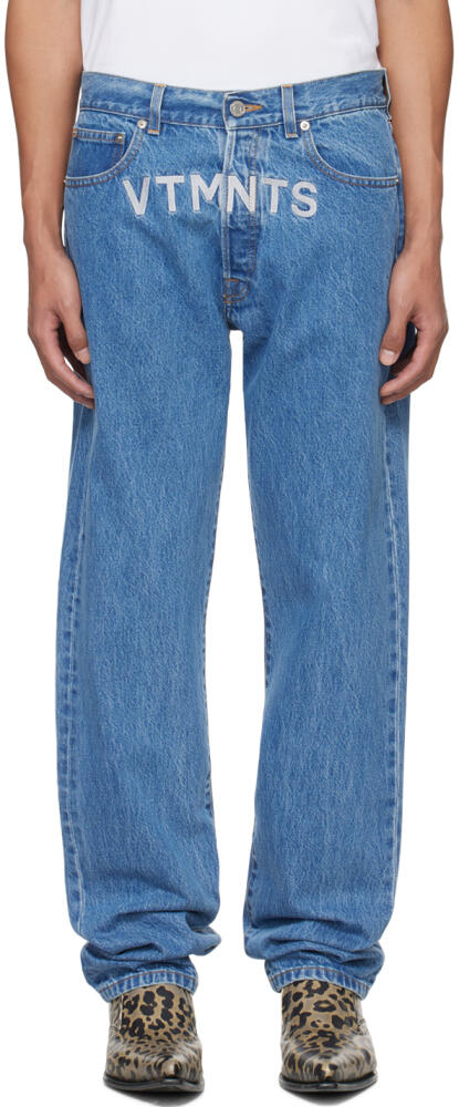 VTMNTS Blue Embroidered Jeans Cover