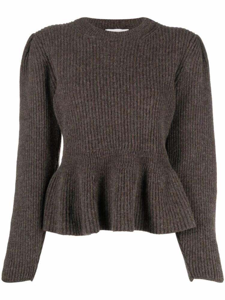 LEMAIRE ribbed-knit peplum-hem jumper - Brown Cover