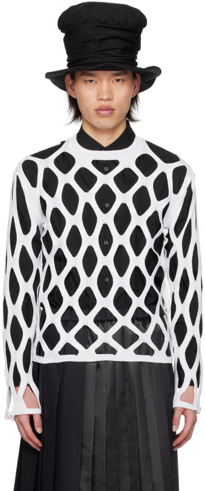 Black Comme des Garçons White Cutout Sweater Cover