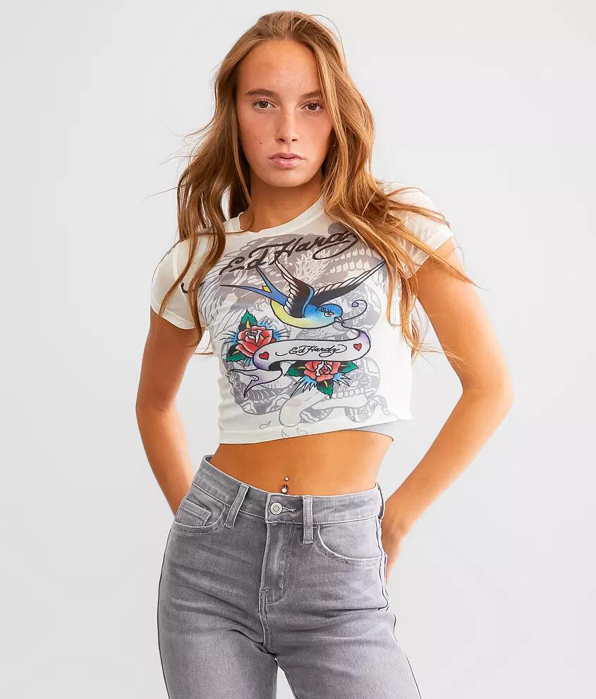 Ed Hardy Swallow Bird Cropped T-Shirt Cover