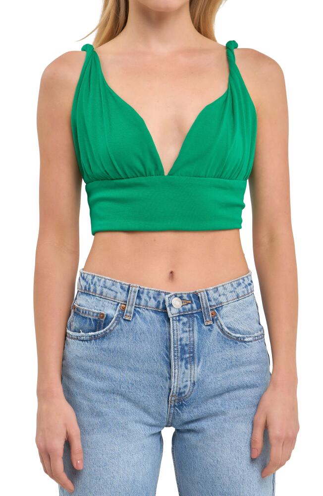 Grey Lab Twist Strap Crop Tank in Green Cover