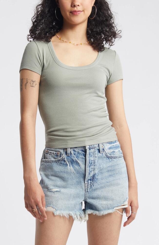 BP. Rib Scoop Neck T-Shirt in Green Halo Cover