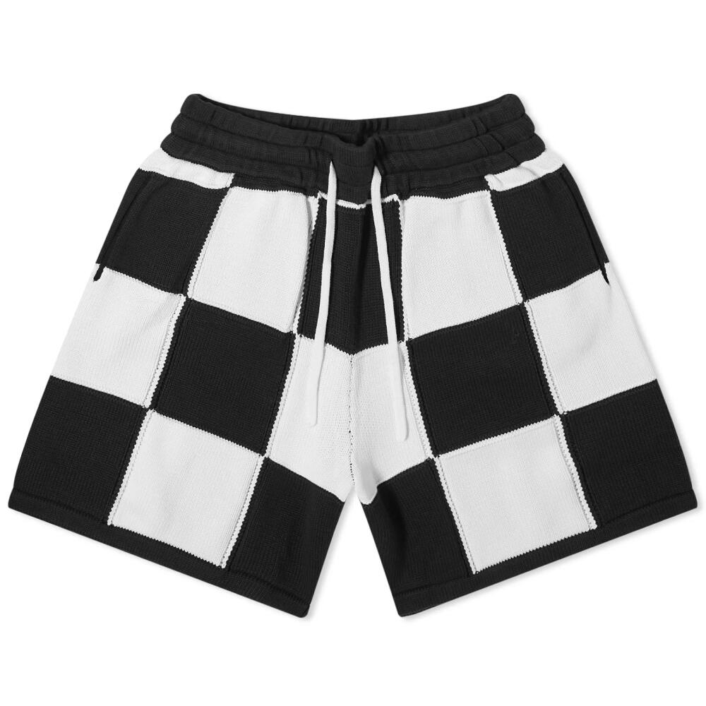 Cole Buxton Men's Checkered Knit Shorts in Black/White Cover