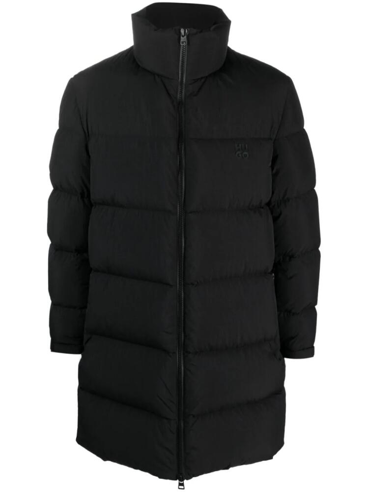 HUGO logo-appliqué padded coat - Black Cover