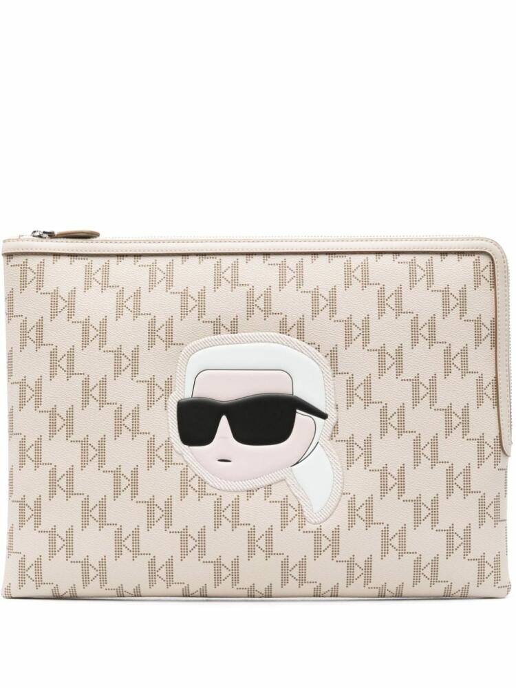 Karl Lagerfeld large K/Ikonik 2.0 clutch bag - Neutrals Cover