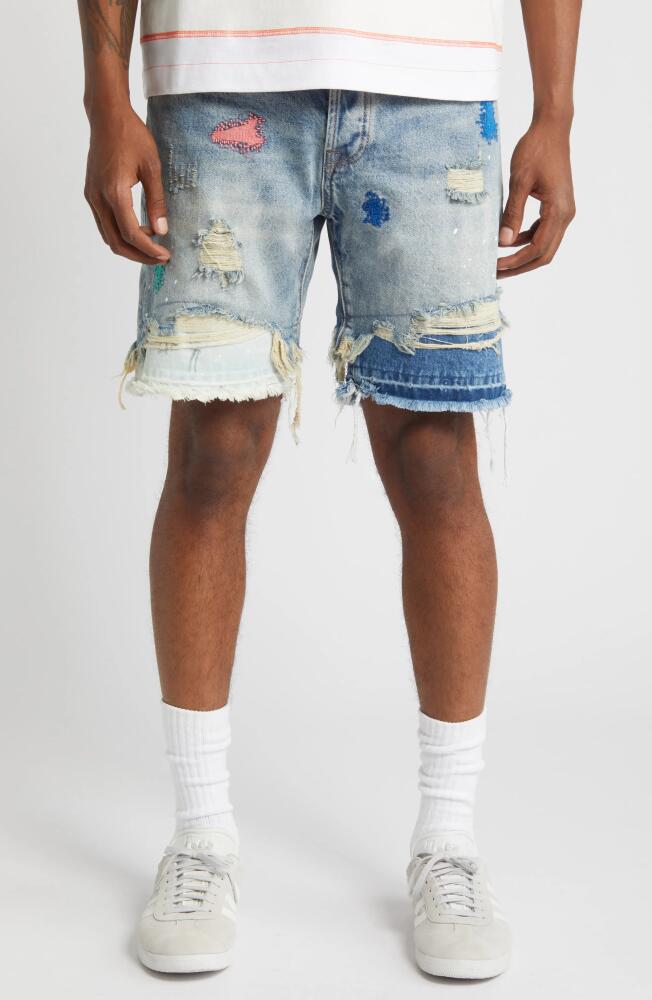 Billionaire Boys Club Horizon Distressed Denim Shorts in Blue Glow Cover