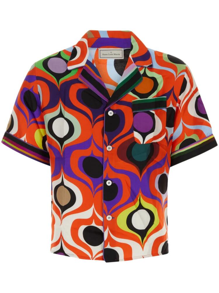 Pierre-Louis Mascia geometric-print silk shirt - Red Cover