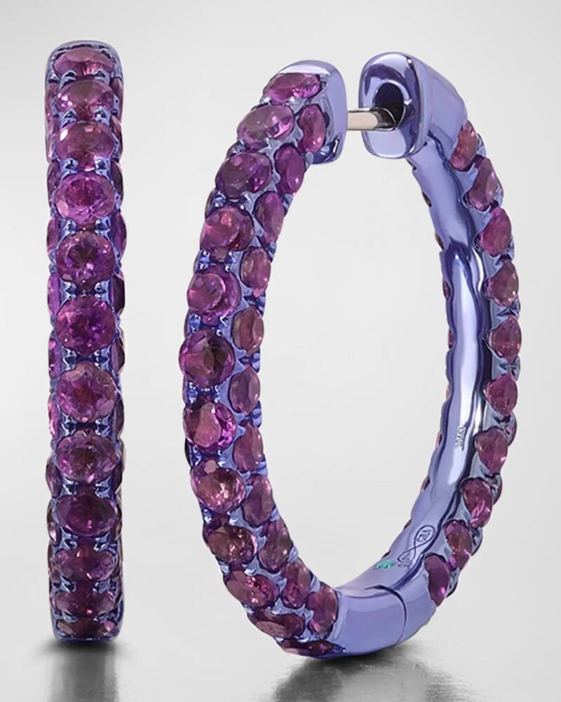 Graziela Gems 3-Sided Amethyst and Rhodium Hoop Earrings Cover