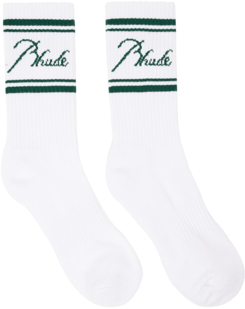 Rhude White Script Logo Socks Cover