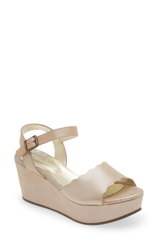 Chocolat Blu Wisdom Platform Wedge Sandal in Champagne Leather Cover