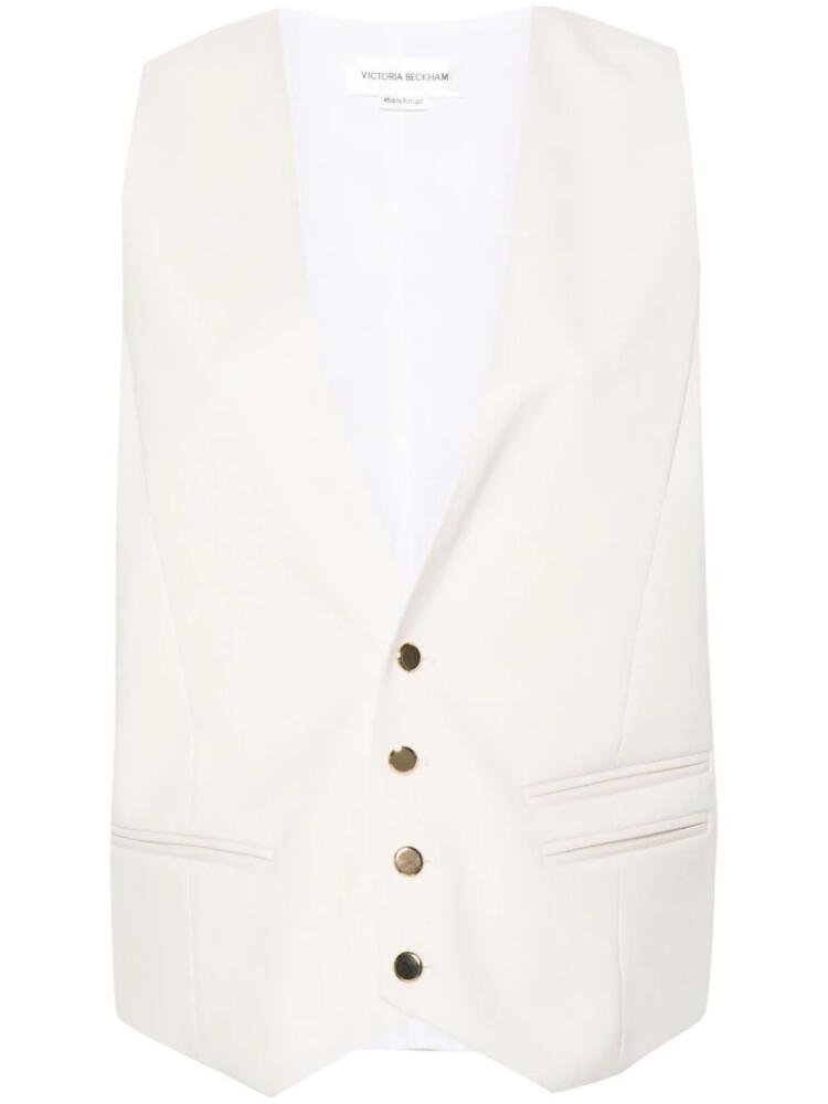 Victoria Beckham V-neck buttoned waistcoat - Neutrals Cover