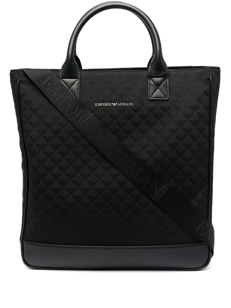 Emporio Armani quilted logo-lettering tote bag - Black Cover