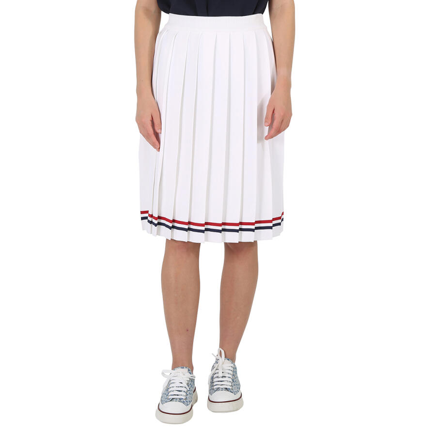 Thom Browne White Elite Pleated Midi Skirt Cover