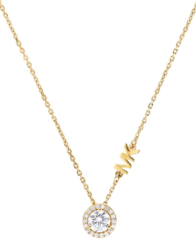 Michael Kors Sterling Silver Cubic Zirconia Pendant Necklace - Gold Cover