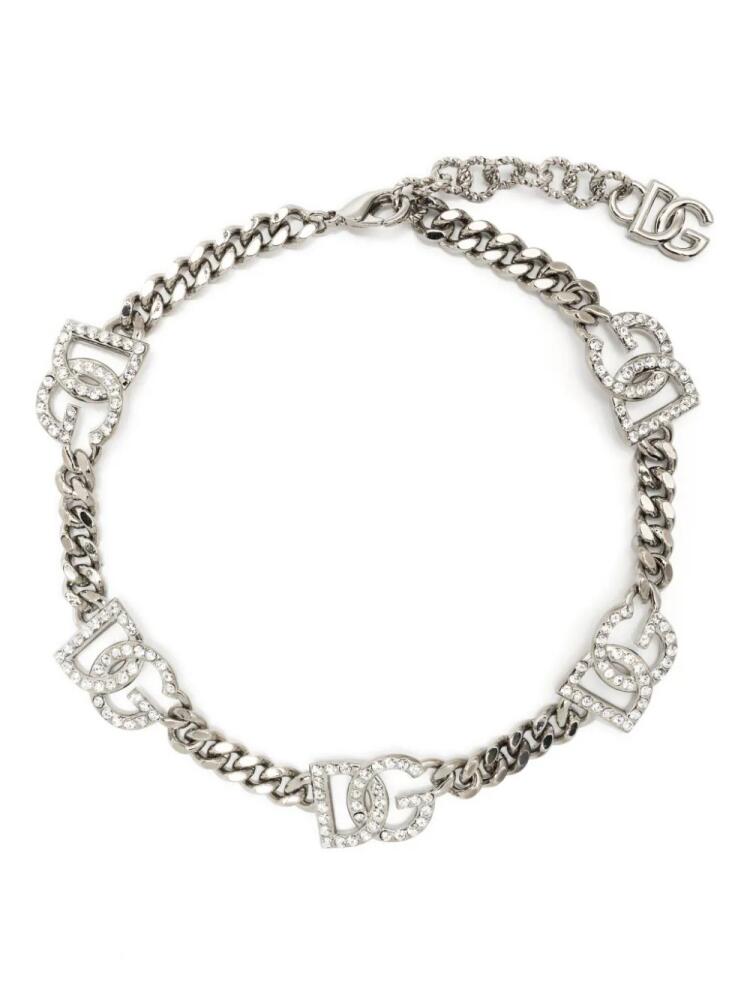 Dolce & Gabbana crystal-embellished logo-charm bracelet - Silver Cover