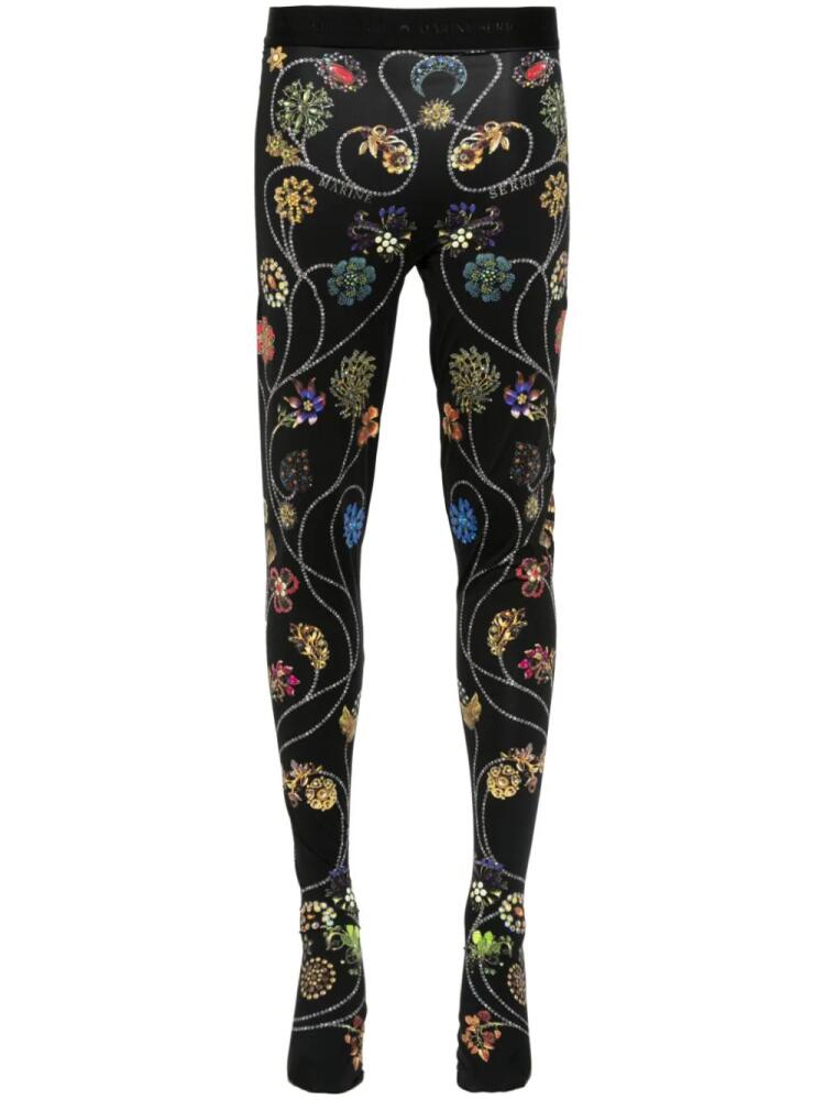 Marine Serre floral jewellery-print leggings - Black Cover