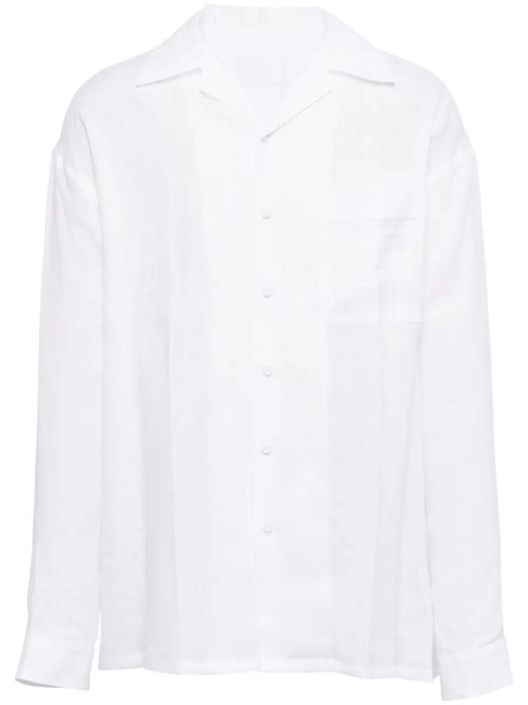 Prada notched-collar linen shirt - White Cover