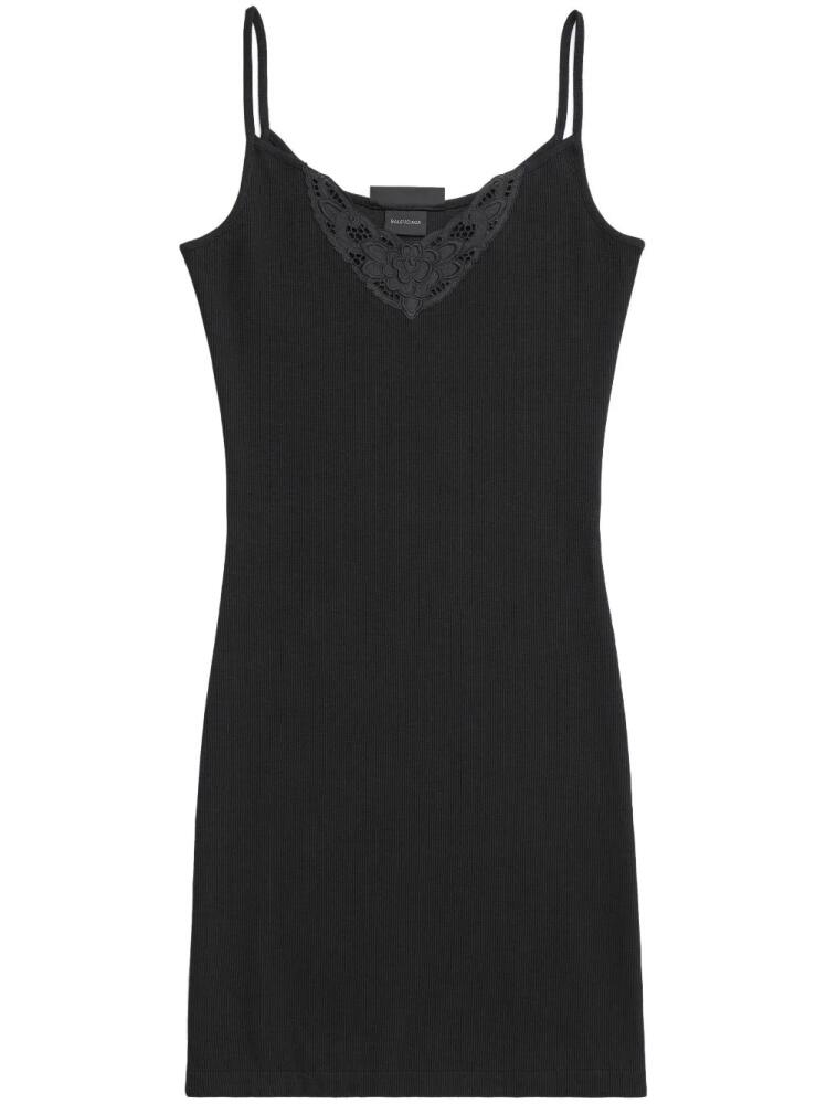 Balenciaga lace-trim ribbed minidress - Black Cover