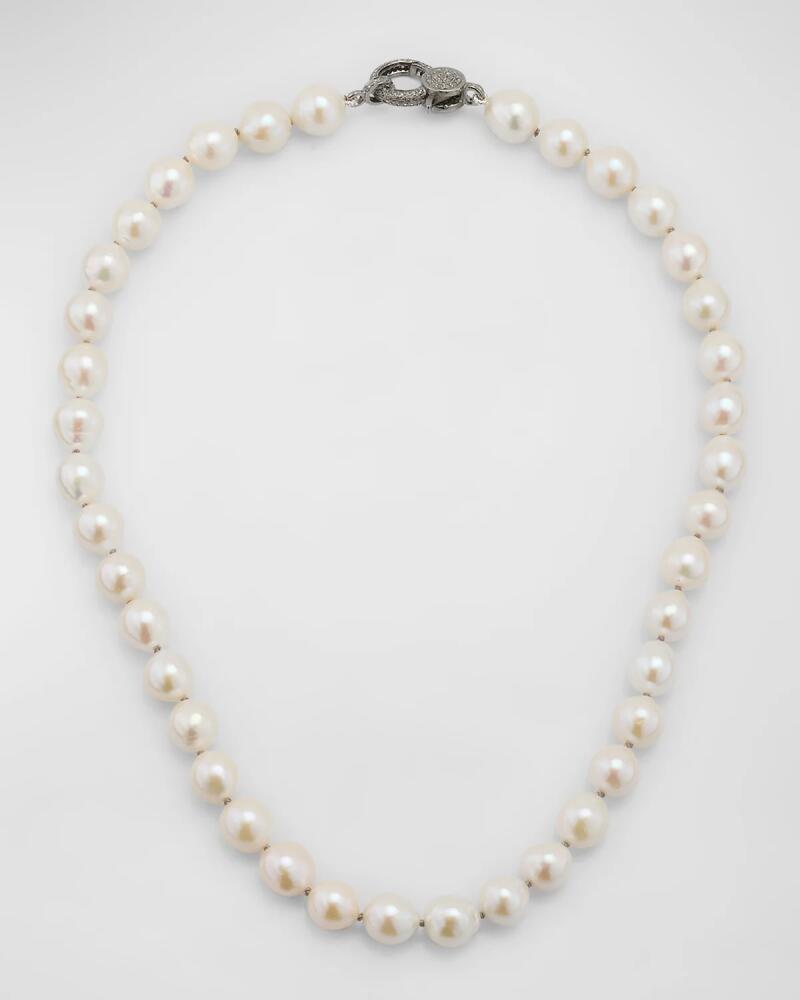 Margo Morrison White Edison Freshwater Pearl Necklace with Diamond Clasp, 18"L Cover