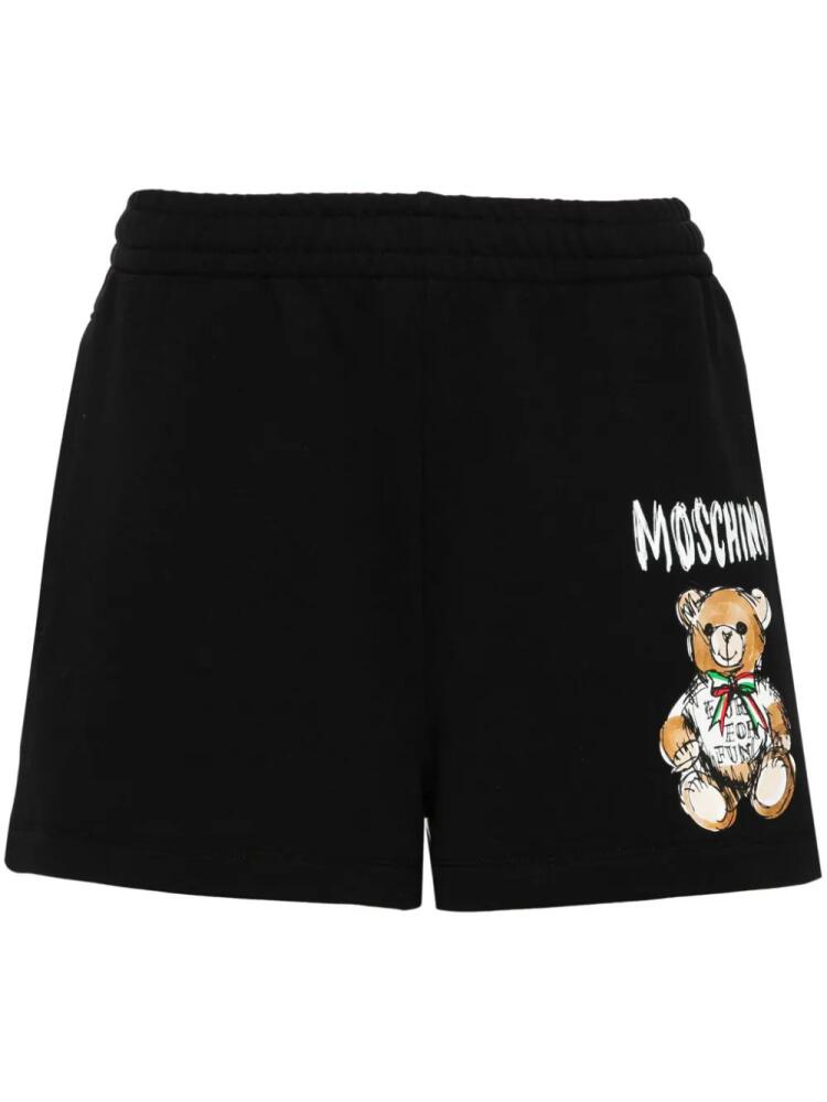 Moschino Teddy Bear-print cotton shorts - Black Cover