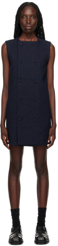 AMI Paris Navy Double-Breasted Minidress Cover