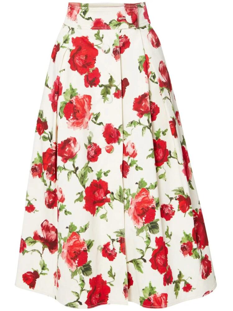 Carolina Herrera floral-print A-line skirt - White Cover